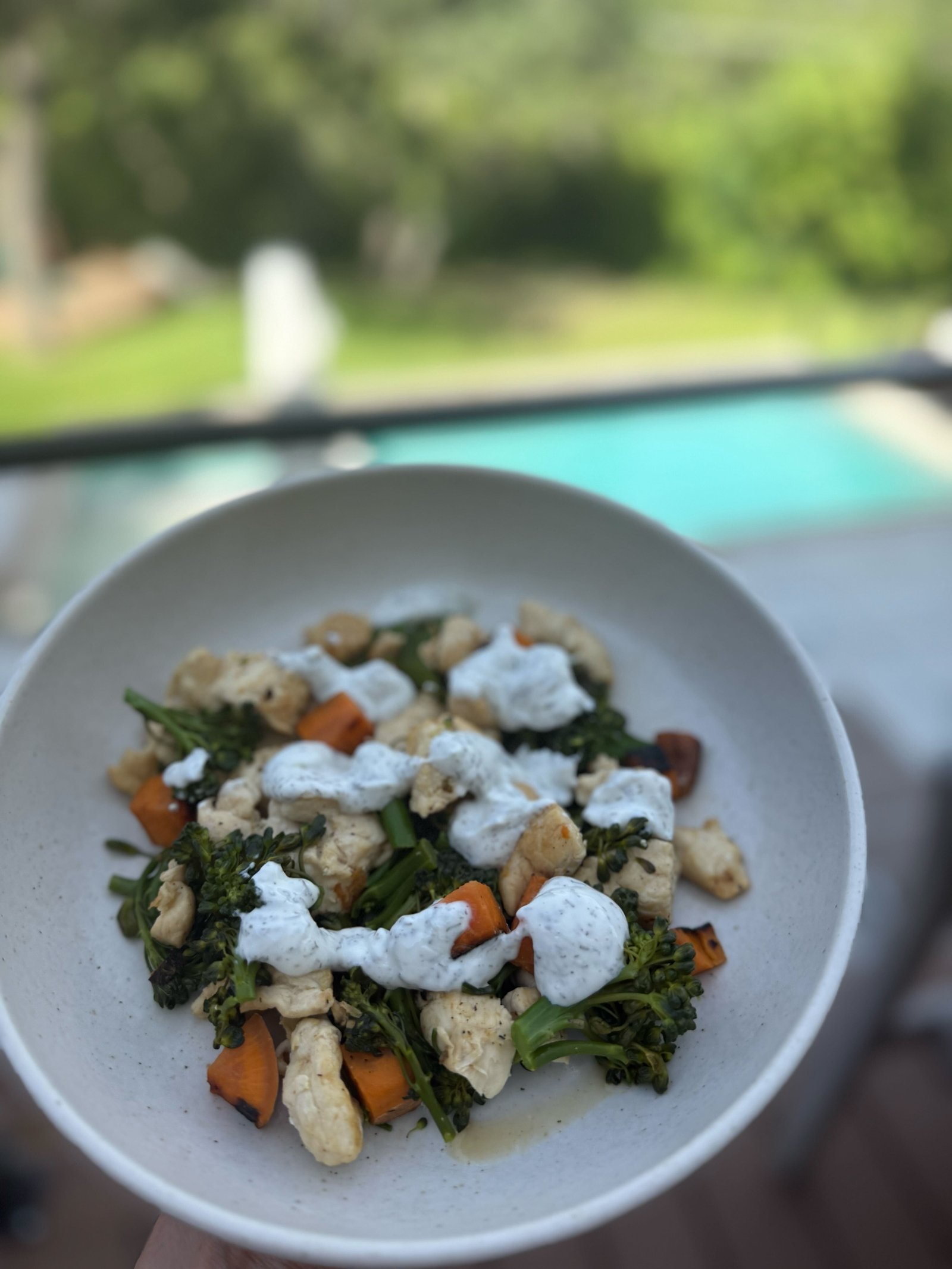 Greek yogurt ranch chicken and sweet potato skillet